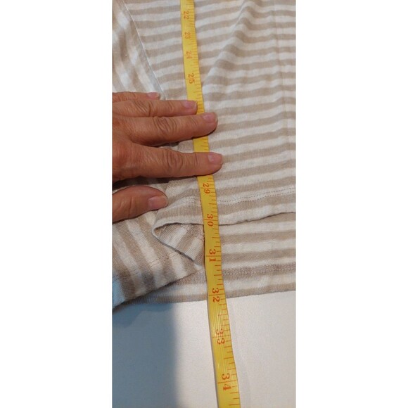 Soft Surroundings Women's Size 1X Cardigan Linen Cream White Stripe One Button - Picture 10 of 10